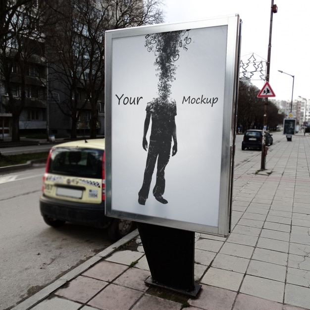 Free PSD street poster mock up design