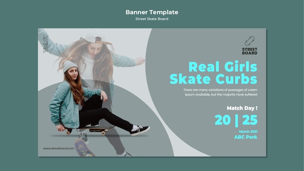 Free PSD street skateboard  banner template