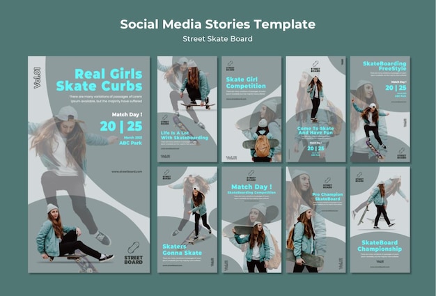 Free PSD street skateboard social media stories