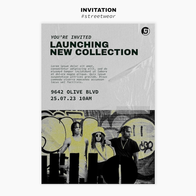 Free PSD streetwear fashion collection invitation template