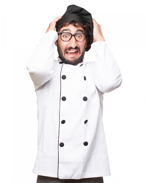 Free PSD stressed chef wearing uniform