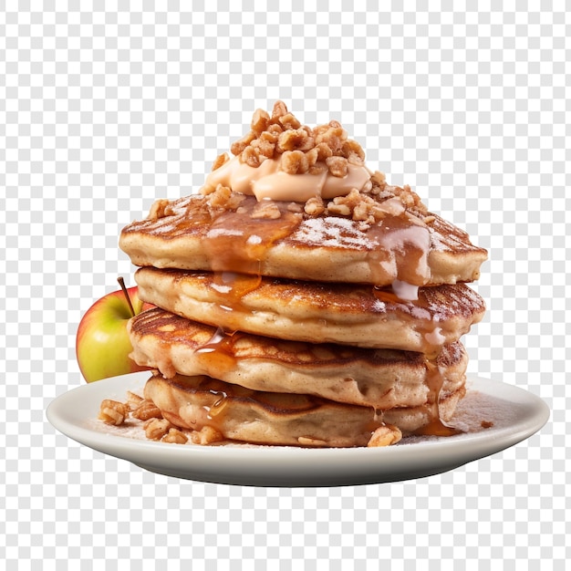 Free PSD streusel cinnamon apple pancakes stack isolated on transparent background