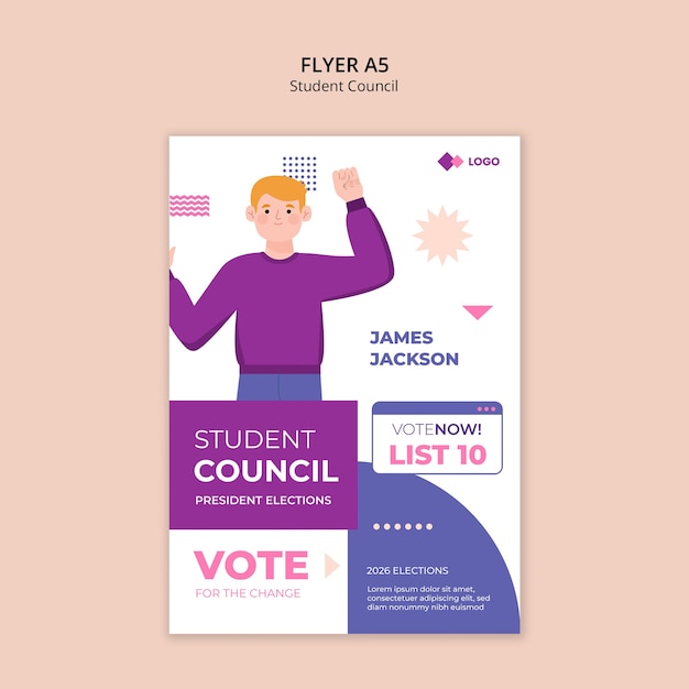 Free PSD student council flyer template design