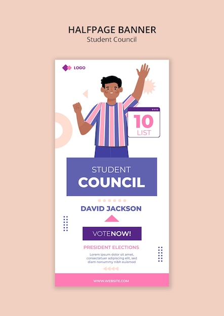 Free PSD student council halfpage template design