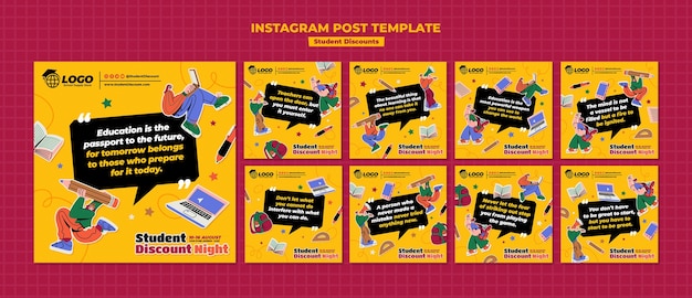 Free PSD student discounts instagram posts