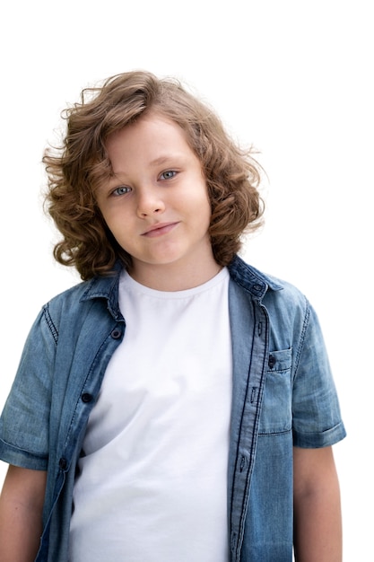 Free PSD studio portrait of adorable young boy