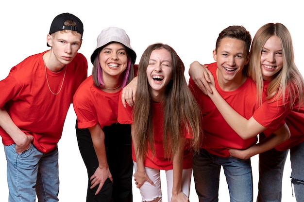 Free PSD studio portrait of group of young teenage kids