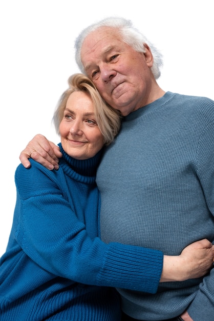 Free PSD studio portrait of loving elderly couple