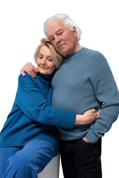 Free PSD studio portrait of loving elderly couple