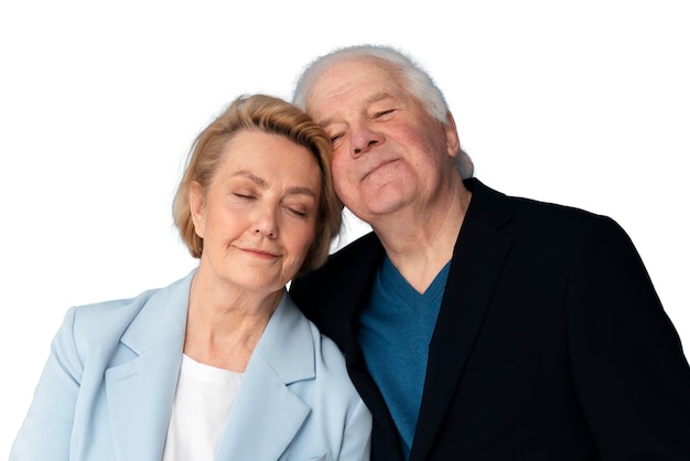 Free PSD studio portrait of loving elderly couple