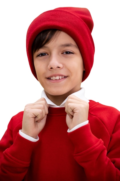 Free PSD studio portrait of young girl with red beanie