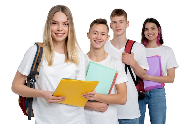 Free PSD studio portrait of young student teenagers