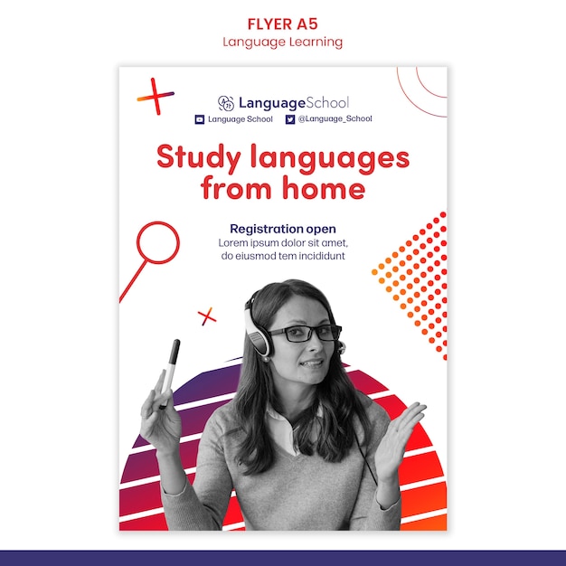 Study languages flyer template