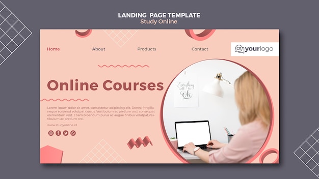 Free PSD study online landing page template