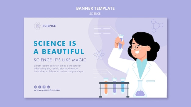 Study science horizontal banner template