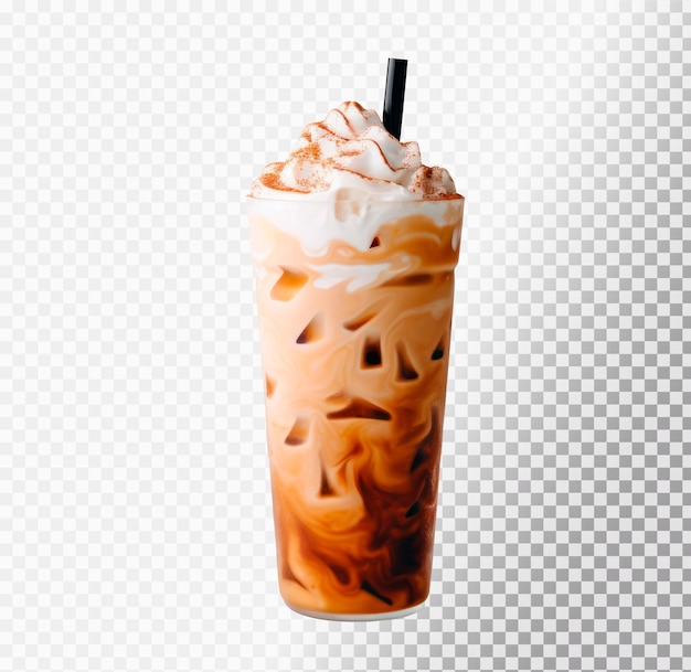 Stylish isolated Glass of Iced Coffee on transparent Background