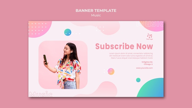 Free PSD subscribe now music banner web template