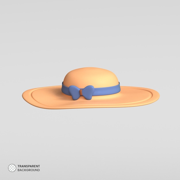 Free PSD summer beach hat icon isolated 3d render illustration