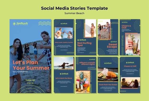 Summer beach social media stories template