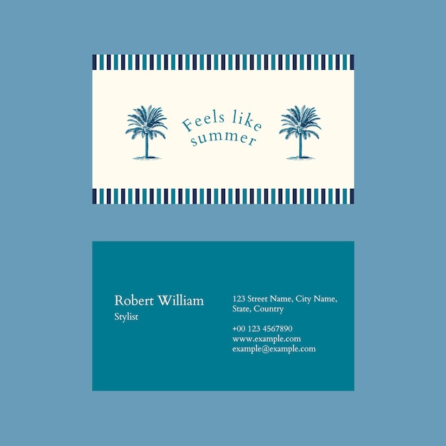 Free PSD summer business card template psd with tropical background