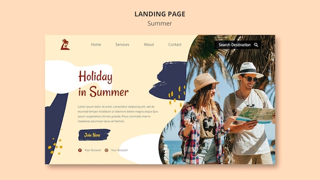 Free PSD summer concept landing page template