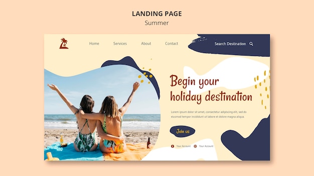 Free PSD summer concept landing page template