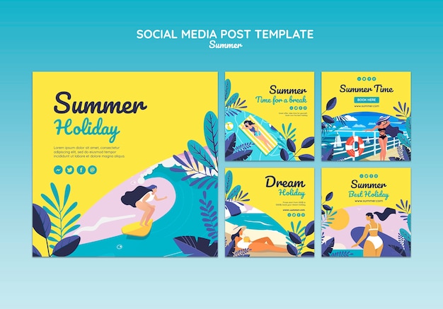 Free PSD summer concept social media post template