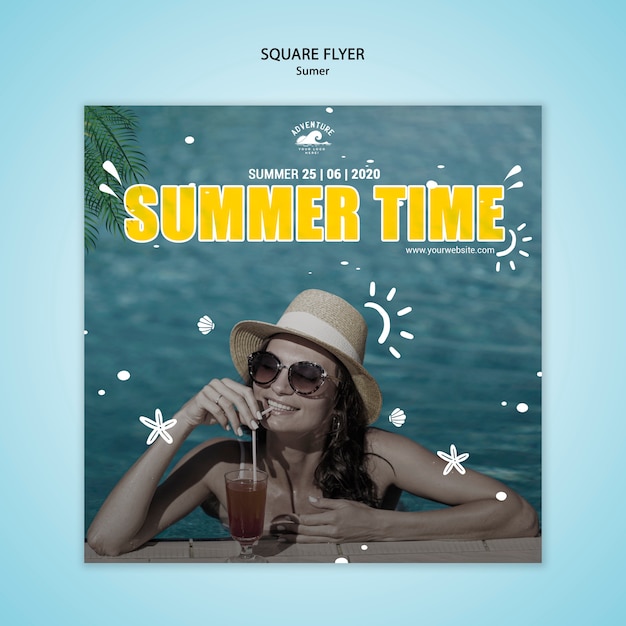 Free PSD summer concept square flyer template