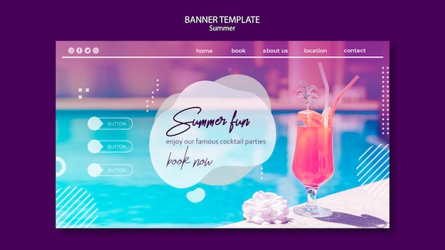 Free PSD summer fun banner template with photo