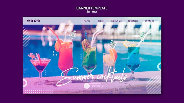 Free PSD summer fun horizontal banner template with photo