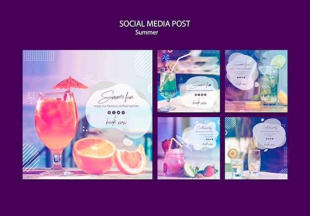 Free PSD summer fun social media posts templates with photo