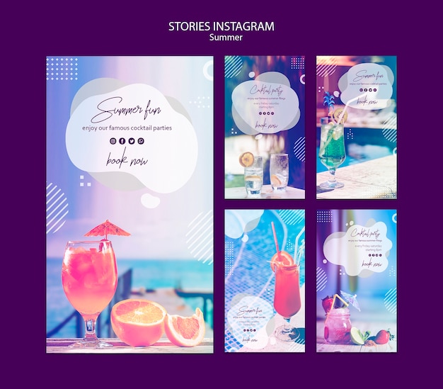 Free PSD summer fun stories templates with photo