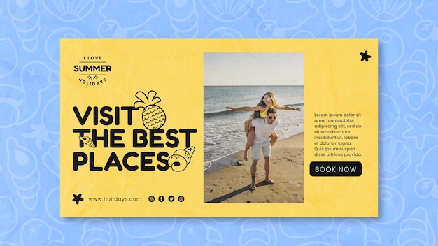 Free PSD summer holiday horizontal banner template