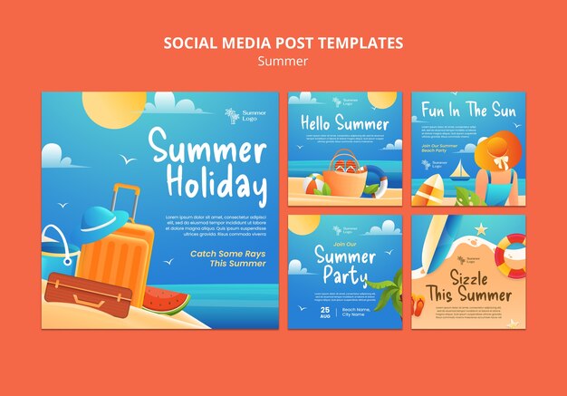 Free PSD summer holiday instagram posts