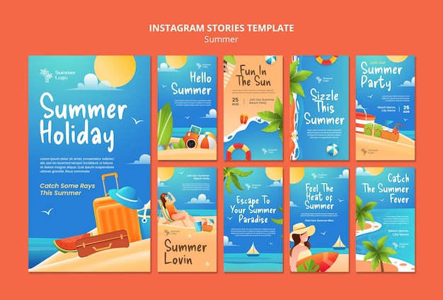 Free PSD summer holiday instagram stories