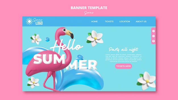 Free PSD summer holiday landing page template