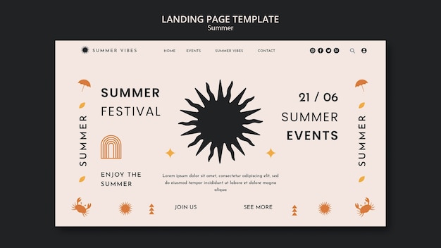 Free PSD summer holiday landing page template