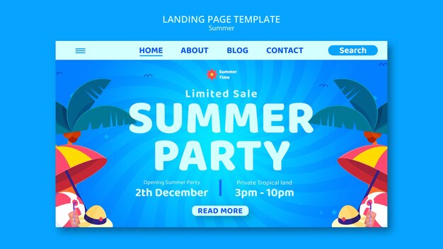 Summer holiday landing page template