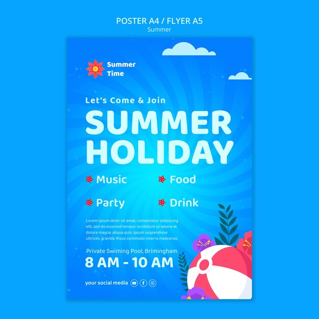 Summer holiday poster template