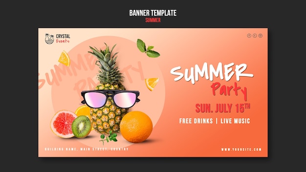 Free PSD summer horizontal banner template