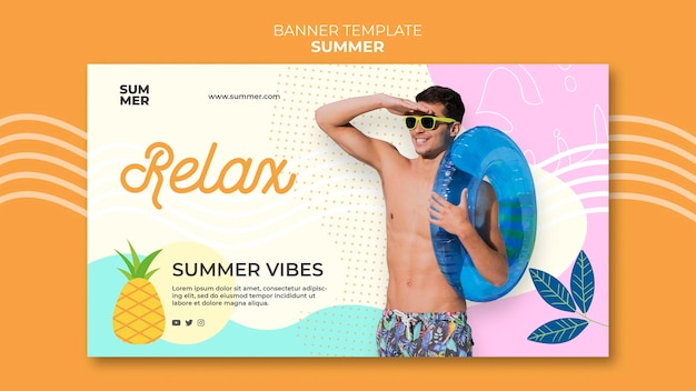 Free PSD summer horizontal banner template