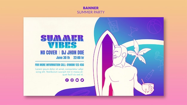 Free PSD summer party banner template design