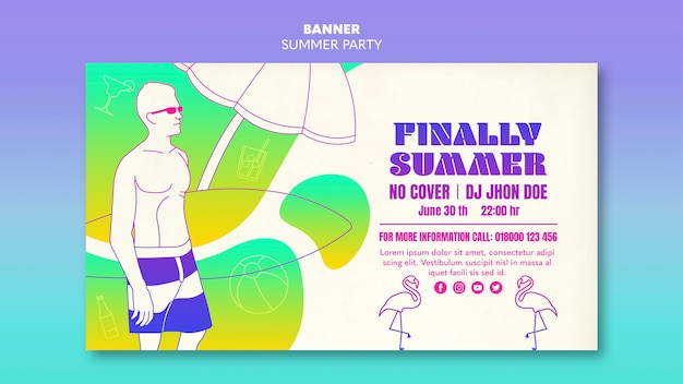 Free PSD summer party banner template theme