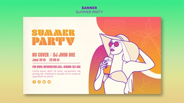 Free PSD summer party banner template