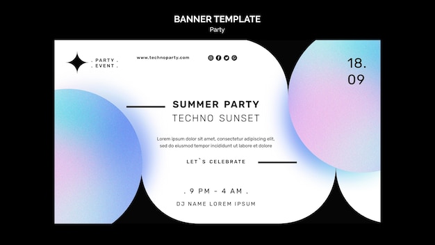 Free PSD summer party banner template