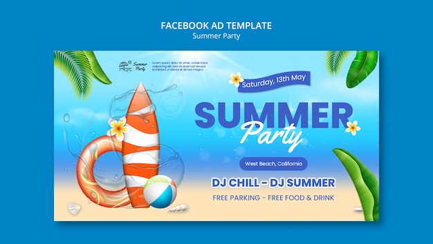 Summer party facebook template