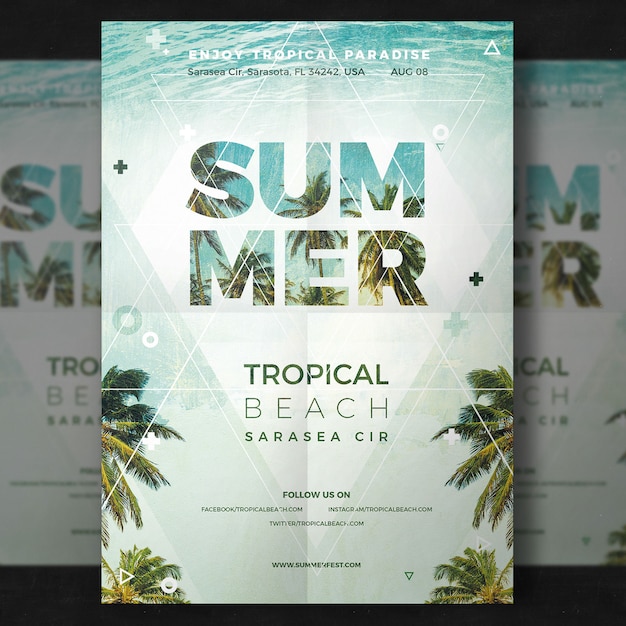 Free PSD summer party flyer