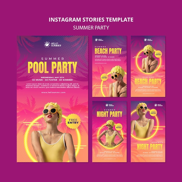 Summer party instagram posts collection