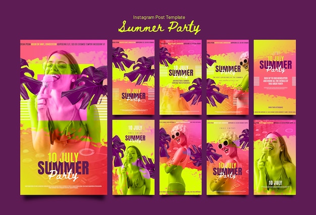 Free PSD summer party instagram stories