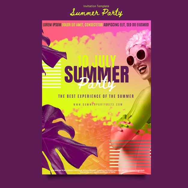 Free PSD summer party invitation template